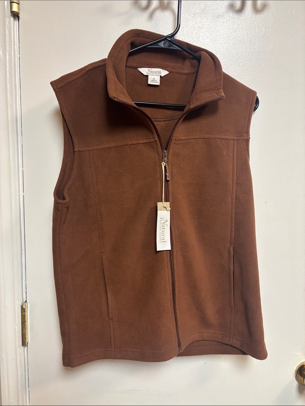Natural Reflections Brown Fleece Full Zip Vest Size M NWT